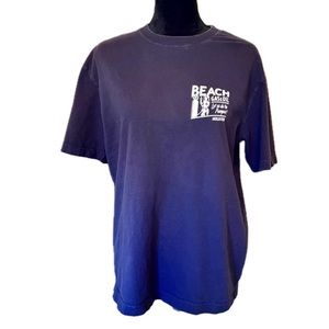HOLLISTER Graphic T-Shirt Sz M Navy Blue “Beach Gas & Oil” Crewneck